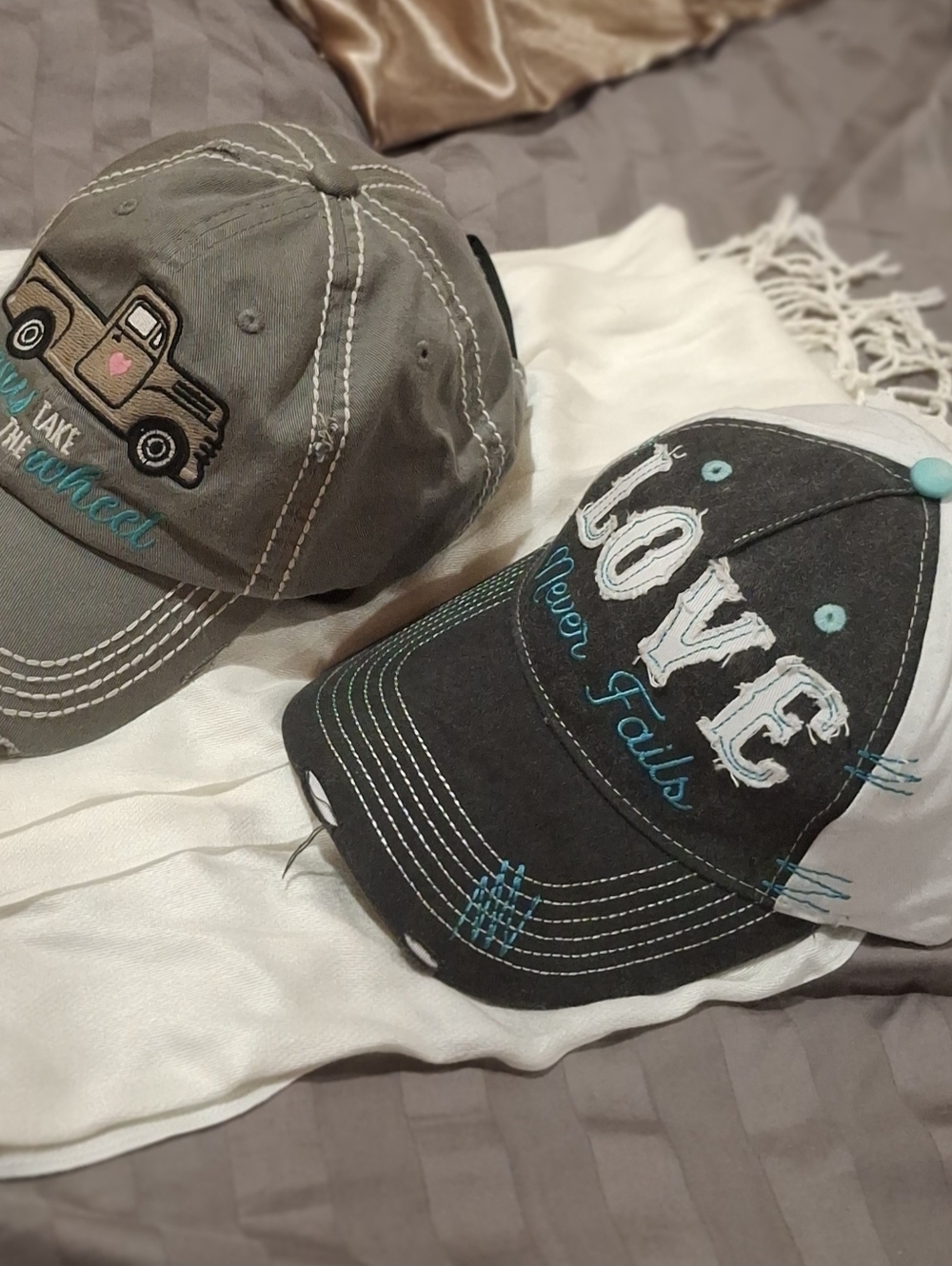 Embroidered 'LOVE Never Fails' And 'Jesus Take The Wheel' Ball Caps - Picture 2 of 16